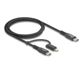 DeLock USB-C - USB-C/Lightning černá / Kabel / 2v1 / MFi / USB PD 60W / 1 m