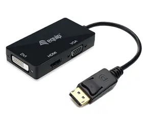 Equip 133441 černá / Adaptér / DisplayPort -> HDMI, VGA, DVI / 3v1 / 0,24 m