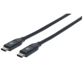 Manhattan USB-C černá / Kabel / 1 m / USB 3.2 Gen 2 (10 Gbit/s) / 3 A