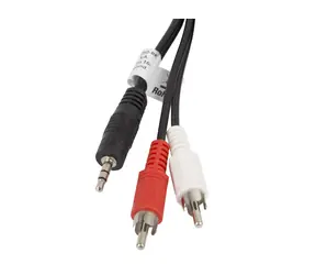 Lanberg CA-MJRC-10CC-0050-BK černá / Audio kabel / 3,5mm jack (M) - 2x RCA (M) / 5 m