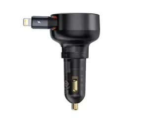 Baseus Enjoyment Pro černá / Nabíječka do auta / USB-A / navíjecí kabel Lightning / 55W