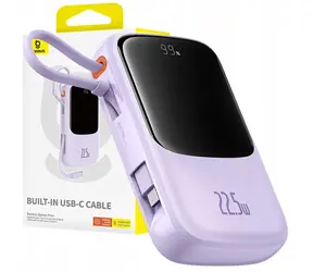 Baseus Qpow Pro+ 10000mAh 22.5W s kabelem USB-C fialová / Powerbanka / 2xUSB-C / 1xUSB-A