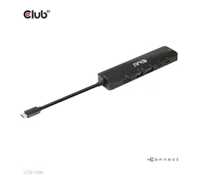 CLUB3D CSV-1596 černá / USB-C hub 6v1 / HDMI 8K30Hz / 2x USB-A / 2x USB-C / RJ45 / PD 100W