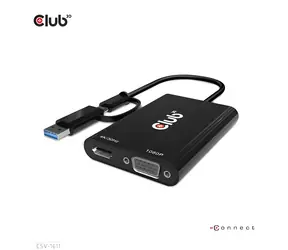 Club3D CSV-1611 / Adaptér / USB-C/USB-A vstup / HDMI 4K/30Hz + VGA 1080p/60Hz
