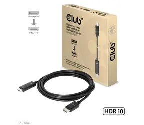 Club3D Kabel DisplayPort 1.4 na HDMI 2.1 / 4K 120Hz nebo 8K 60Hz / HDR10 / 3m