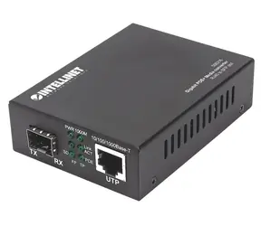 Intellinet Gigabit PoE+ Media Converter / Konvertor médií / 1x RJ-45 / 1x SFP / 1000 Mbps / PoE+ / 120 km