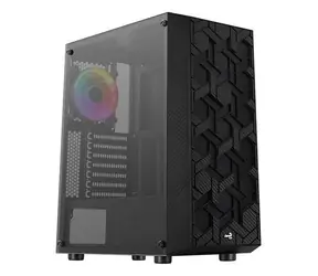 AeroCool Hive v3 černá / PC skříň / Midi Tower / ATX / mATX / Mini-ITX / 1x 120 mm FRGB / tvrzené sklo / bez zdroje