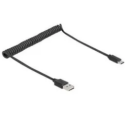 Delock EASY-USB černá / Spirálový USB kabel / USB-A (M) - USB-A (M) / 0,8 m / USB 2.0