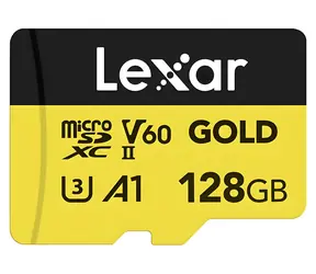 Lexar GOLD microSDXC 128 GB / V60 / U3 / A1 / Rychlost čtení až 280 MB/s / Rychlost zápisu až 100 MB/s