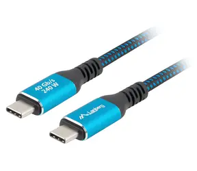 Lanberg USB-C 4.0 0.5m černá-modrá / Kabel USB-C na USB-C / 240W / 8K 60Hz