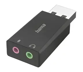 Hama USB zvuková karta černá / Zvuková karta / USB-A / 2x 3,5 mm jack / stereo