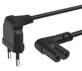 Hama napájecí kabel C7 černá / Napájecí kabel / oboustranně zahnutý 90° / 5 m