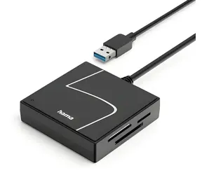 Hama černá / Čtečka paměťových karet / USB 3.2 Gen 1 / SD, CF, MS / USB-A + USB-C adaptér