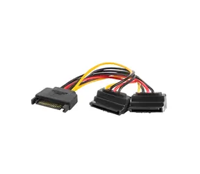 Lanberg SATA napájecí kabel 15cm úhlový / Rozdvojka / 1x SATA(M) na 2x SATA(F)