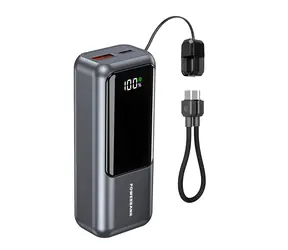 Gembird PB10-PD20-LCD-02 spacegrey / Powerbanka / 10 000 mAh / PD 20 W / LCD displej / USB-C + USB-A