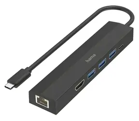 Hama USB-C Multiport hub černá / USB-C hub / 6 portů / 3× USB-A / HDMI / LAN