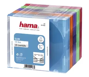 Hama CD Slim Box barevný / Obal na 1 CD / balení 25 ks / plast