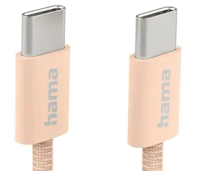 Hama USB-C 2.0 Fabric oranžová / Nabíjecí kabel / USB-C - USB-C / 1 m / rychlé nabíjení / opletený nylon