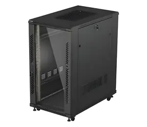 Lanberg 22U 19" černý / Stojanový rozvaděč / 600x1000 mm / Flat pack / Skleněné dveře