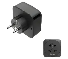 Hama cestovní zásuvkový adaptér do EU černá / Zásuvkový adaptér / 3pól / USB-A + USB-C PD 20 W