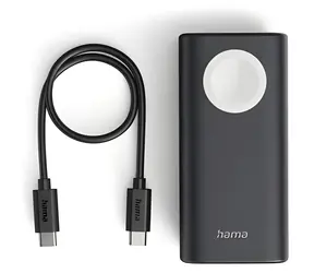 Hama Watch černá / Powerbanka / bezdrátové nabíjení Apple Watch / USB-C / PD / QC 3.0 / 10000 mAh