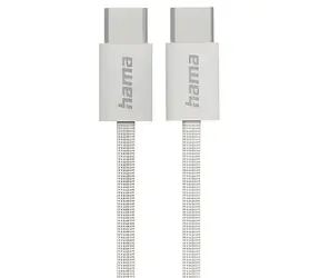 Hama Fabric béžová / Nabíjecí kabel / USB-C - USB-C / 1 m / opletený nylon