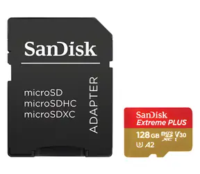 SanDisk Extreme PLUS 128 GB microSDXC / Paměťová karta / UHS-I U3 V30 A2 C10 / SD adaptér v balení