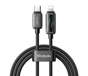 Mcdodo CA-2630 USB-C/Lightning kabel s LED displejem černá / Datový kabel / 36 W / 1,2 m / USB-C(M)/Lightning(M)