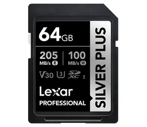 Lexar Professional SILVER PLUS SDXC 64GB / čtení: 205MBps / zápis: 100MBps / UHS-I / V30
