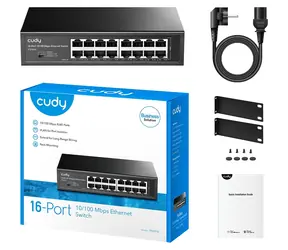 Cudy 16-Port černá / Switch / 16× RJ-45 / 10/100 Mbps / Plug & Play / kov