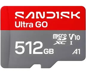 SanDisk Ultra GO 512GB / Paměťová karta microSDXC / UHS-I / Class 10 / A1 / čtení 190 MB/s