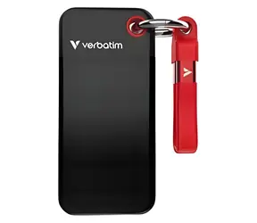 Verbatim Pocket SSD 256GB černá/červená / Externí SSD / USB-C / čtení: 10 000 MB/s / zápis: 10 000 MB/s