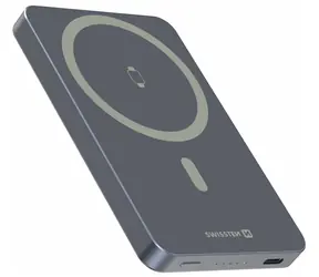 Swissten Fusion 5000 stříbrná / Power Bank / 5000 mAh / nabíjení Apple Watch / MagSafe
