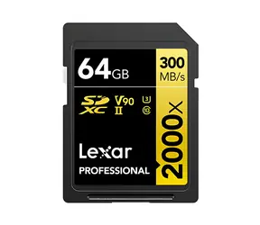 Lexar Professional 2000x SDXC 64GB / čtení: 300 MB/s / zápis: 260 MB/s / UHS-II U3 / Class 10 / V90