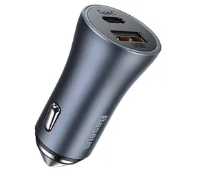 Baseus Golden Contactor Pro šedá / Autonabíječka / USB-A + USB-C / 40W / QC 4.0+ / PD / SCP