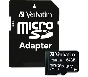 Verbatim Premium MicroSDXC 64 GB / Paměťová karta / UHS-I (U1) / Class 10 / R: 90 MB/s / W: 10 MB/s