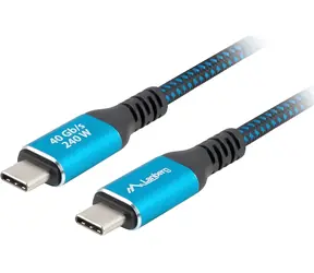 Lanberg CA-CMCM-45CU-0015-BK černomodrá / Kabel USB-C - USB-C / 1,5 m