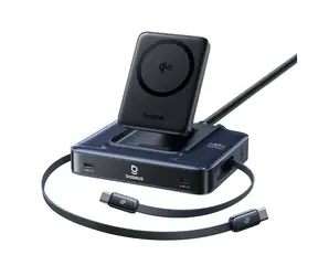 Baseus Nomos NH21 černá / Nabíjecí stanice / 245W / 6v1 / bezdrátová / 2× zasouvací USB-C