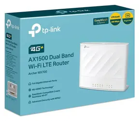 TP-Link Archer MX700 / 4G+ LTE router / Wi-Fi 6 / Dual-Band / 2.4GHz 300Mbps / 5GHz 1201Mbps / 4x GLAN / Nano SIM