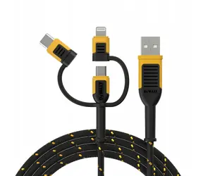 DeWalt DXMA131-1356-DWG černá / Datový kabel / USB-A (M) - USB-C (M) + Micro USB (M) + Lightning (M) / 1.8 m