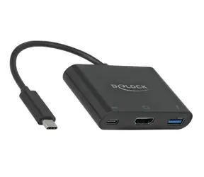 DeLock černá / Adaptér USB Type-C na HDMI / DP Alt Mód / 4K / 30 Hz / USB-A / USB-C PD 60 W