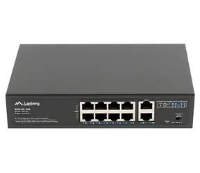 Lanberg RSFE-8P-2GE-120 / Switch / 8x PoE+ / 2x Gigabit / 120 W / Unmanaged / 10"/19" rack