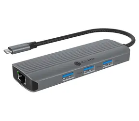 Icy Box IB-DK4034a-CPD stříbrná / Dokovací stanice / USB-C / 3x USB-A 3.2 Gen2 / HDMI / RJ-45 / 100W PD