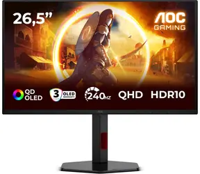26.5" AOC Gaming Q27G4ZDR černá / QD-OLED / 2560x1440 / 16:9 / 240Hz / HDR10 / 2x HDMI + DP / VESA