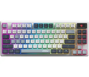 MSI Forge GK600 TKL Wireless Sky šedá / Bezdrátová herní klávesnice / 83 kláves / RGB podsvícení / US layout / USB-C