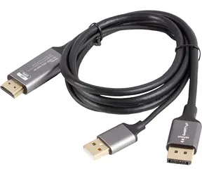 Lanberg CA-HDDP-20CU-0010-BK černá / Kabel DisplayPort na HDMI + USB-A / 1 m