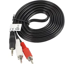 Lanberg CA-MJRC-10CC-0025-BK černá / Audio kabel / Jack 3.5 mm / 2x RCA (Cinch) / 2 m