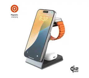 FIXED MagPowerstation Alu šedá / Stojánek s bezdrátovým nabíjením 3v1 / Qi2.2 / 25W+5W+3,5W / MagSafe