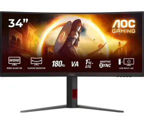 34" AOC CU34G4 černá / Monitor / Fast VA / 3440x1440 / 21:9 / 180Hz / 1ms / 300cd-m2 / HDMI + DP / VESA
