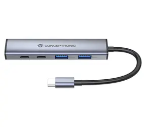 Conceptronic HUBBIES22G šedá / USB-C hub / 2x USB-C / 2x USB-A / USB-C PD 100W / 5 Gbit/s